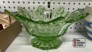 Green Glass Footed Bowl