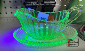 Uranium Glass Sauce Boat & Liner