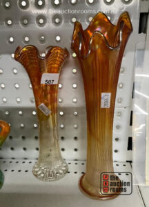 2 x Carnival Glass Vases
