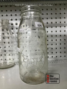 Caltex Embossed 1 Quart Glass Oil Bottle