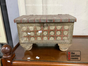 Vintage Indian Pitara Wheel Chest