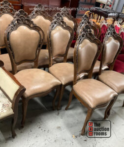 Set of Eight Deep Button Dining Chairs