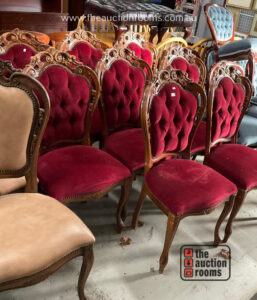 Set of Eight Deep Button Dining Chairs