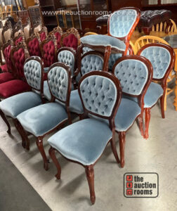 Set of Ten Deep Button Dining Chairs