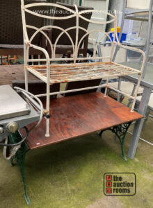 Cast End Outdoor Table & Metal Bench