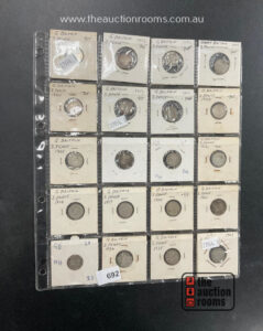 Great Britain - Sheet of 20 x 3d Silver Coins