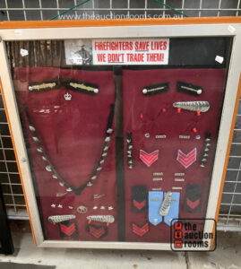 Framed Firefighters Badges etc