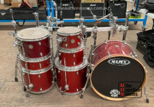 Red Fleck Finish Mapex Meridian Birch Drum Kit including 7 Drums  Rack  Pedal Stool  etc