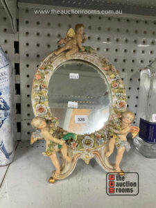 Cherub Table Mirror (some petal damage)