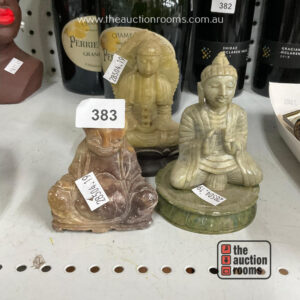 3 x Carved Soapstone Buddhas