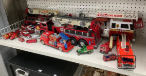 Bay of Assorted Toy Fire Trucks