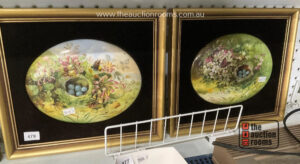 Pair of T.A. Phillips Hand Painted Ceramic Framed Panels dated 1894