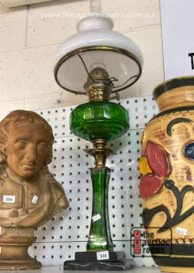 Green Glass Kerosene Lamp