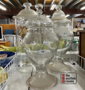 Bay of Lidded Glass Jars