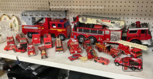 Bay of Assorted Toy Fire Trucks