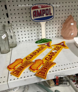 Decorative Cast Iron Signs & A Door Stop