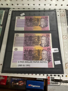 3 x Five Dollar Paper Notes