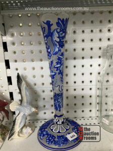 Blue Cameo Glass Trumpet Vase