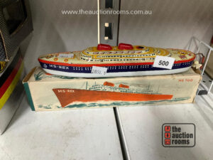 Vintage Boxed Tin Toy Cruise Ship