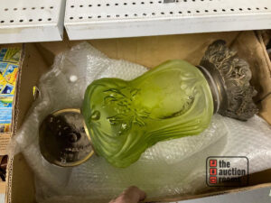 Vintage Green Glass Light Fitting