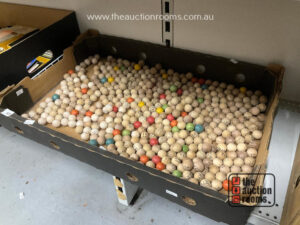 Tray of Numbered Wooden Balls