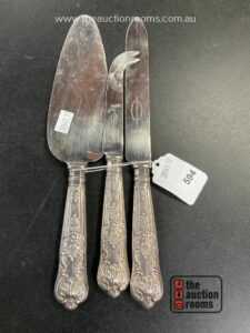 3 x Sterling Silver Handled Serving Items  Sheffield 1964/65