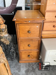 Pine Three Drawer Filing Cabinet