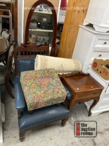 Armchair  Pair of Bedsides & Cheval Mirror