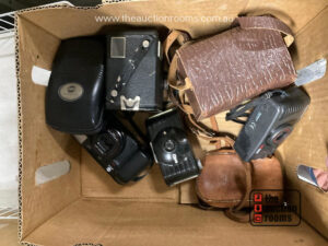 Box of Assorted Cameras